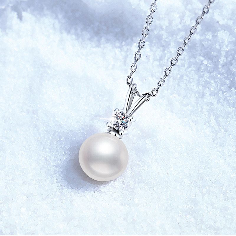 Pearl Silver Pendant Necklace (925 Sterling Silver)