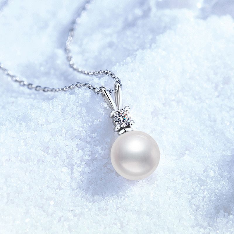 Pearl Silver Pendant Necklace (925 Sterling Silver)