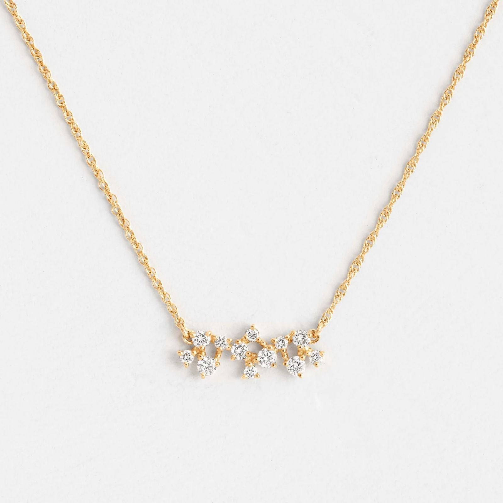 Zirconia Studs Pendant Necklace (18K Gold Plating)