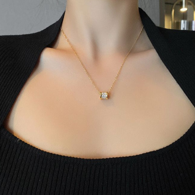 Diamond Drum Pendant Necklace