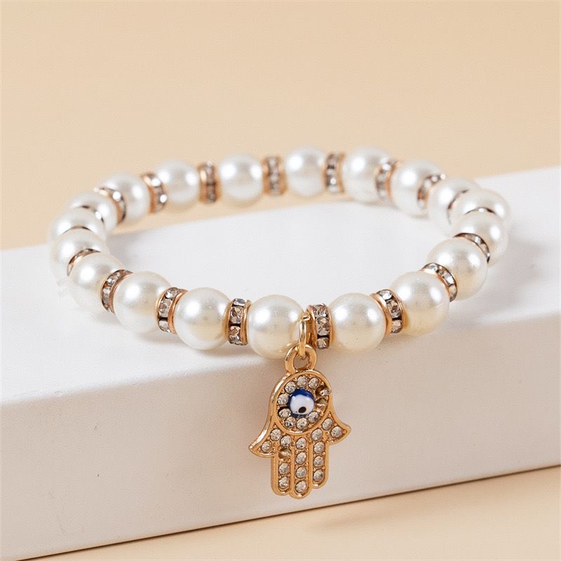 Evil Eye Pearl Bracelet