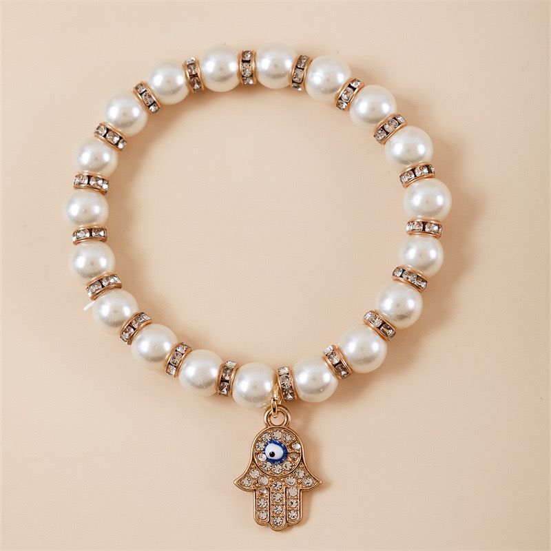 Evil Eye Pearl Bracelet