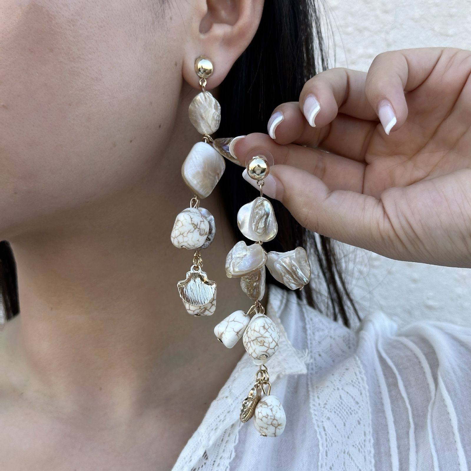 Natural Shell Holiday Earrings