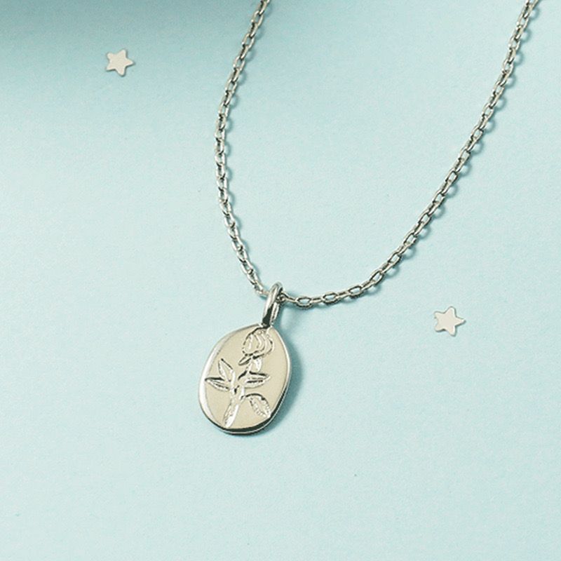 Rose Stamped Pendant Necklace