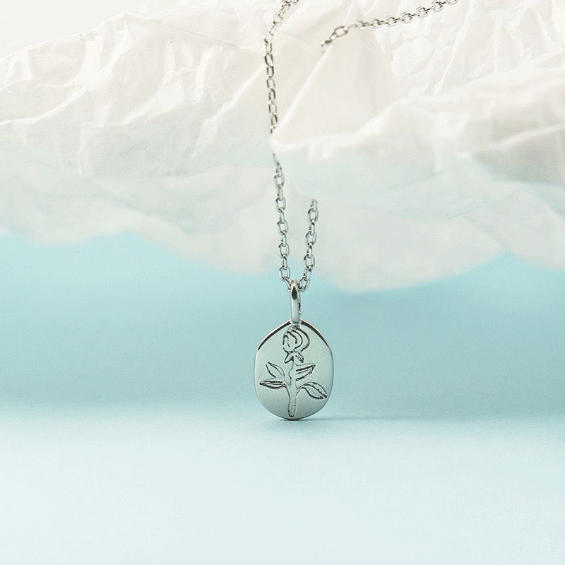 Rose Stamped Pendant Necklace