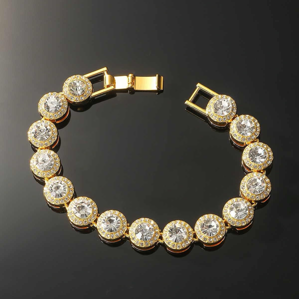 Diamond Round Mens Zirconia Bracelet