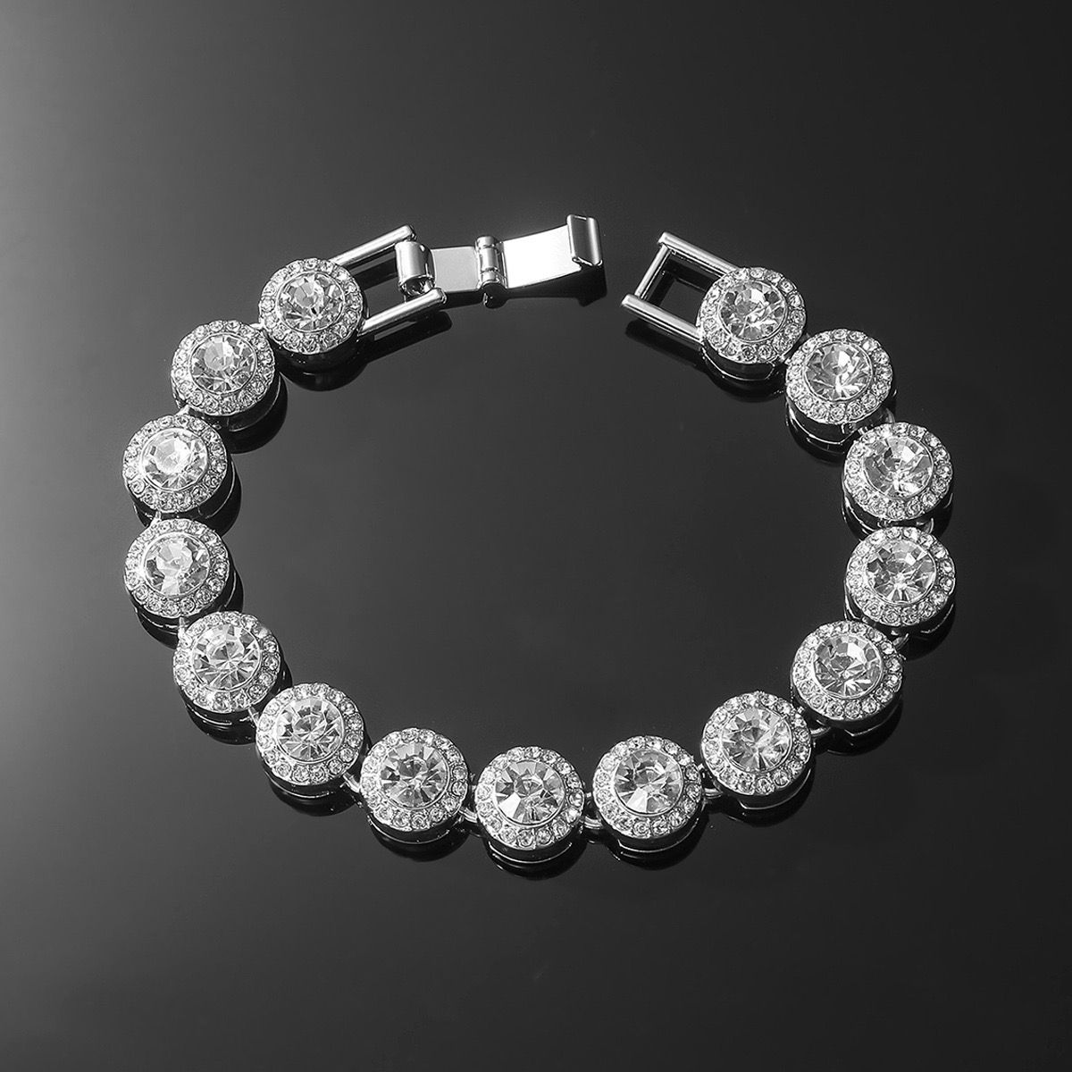 Diamond Round Mens Zirconia Bracelet