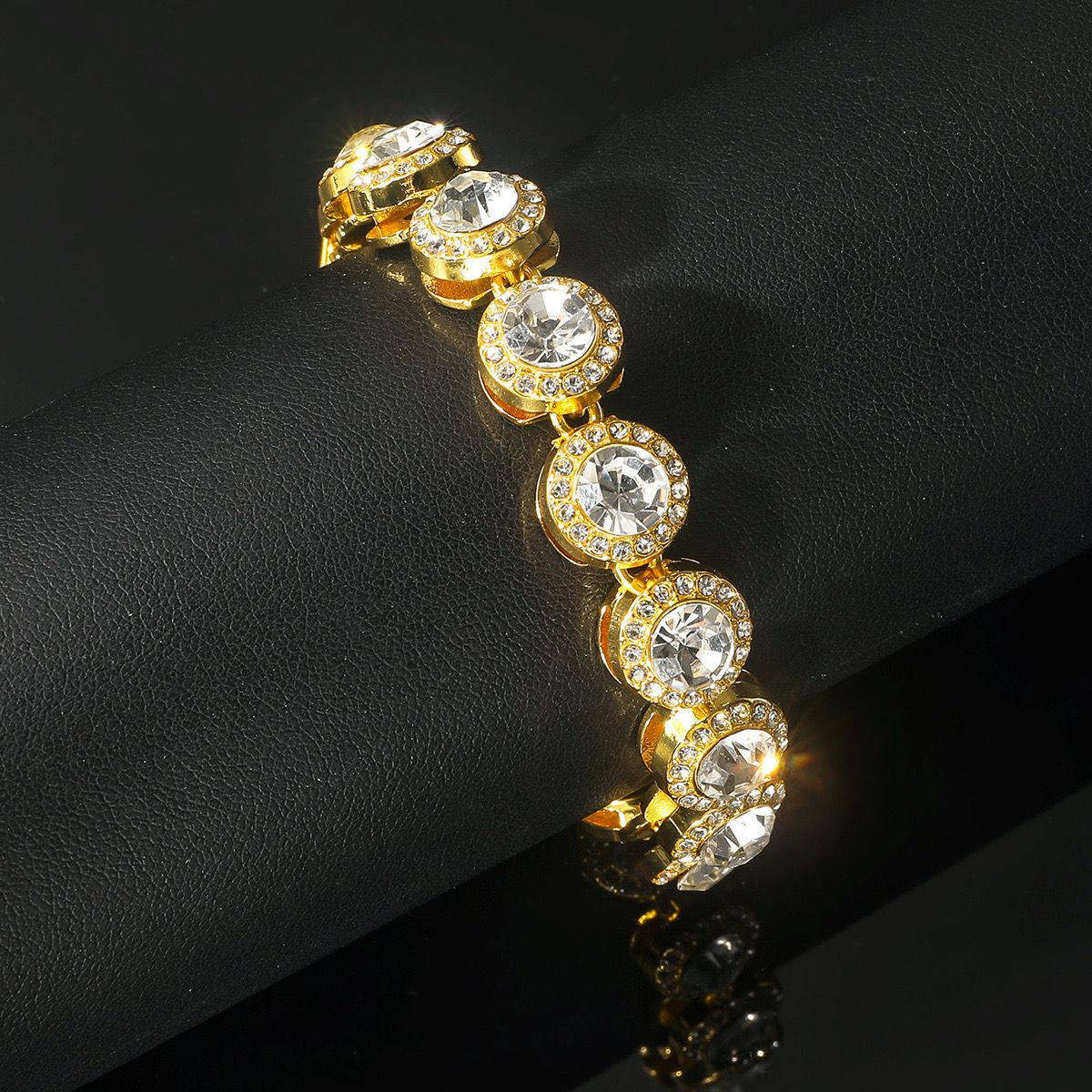 Diamond Round Mens Zirconia Bracelet