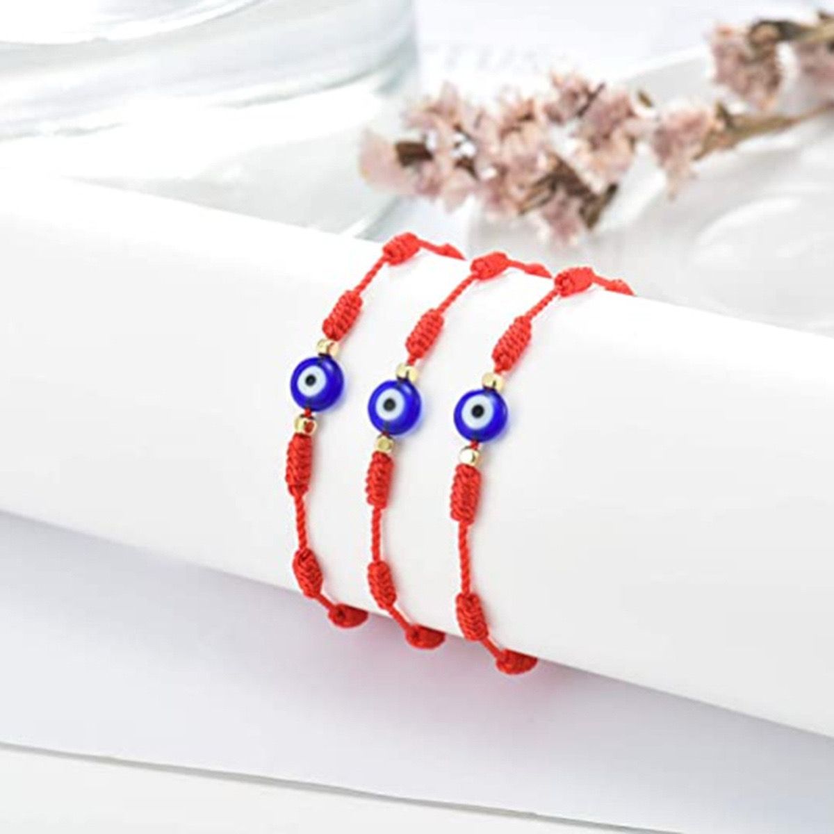 Red Dori Eye Bracelet (Set Of 3)