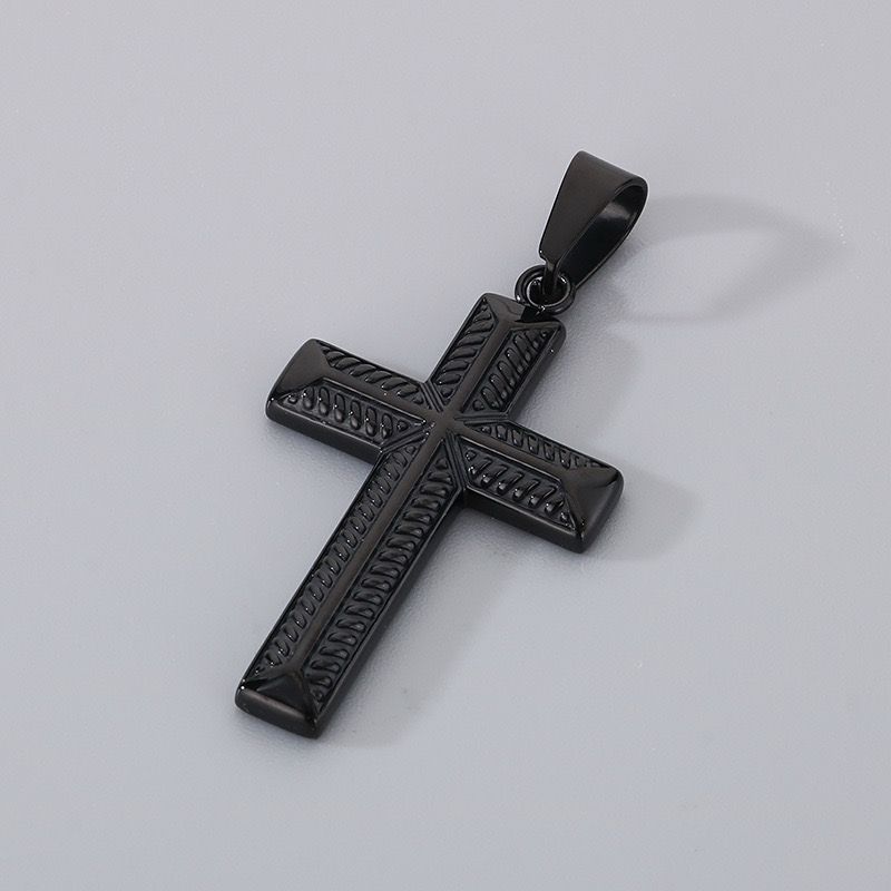 Black Cross Pendant + Chain