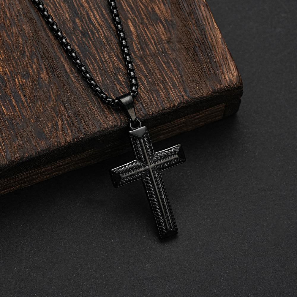 Black Cross Pendant + Chain