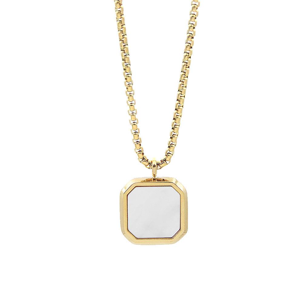 Hexagonal White Pearl (Pendant + Chain)