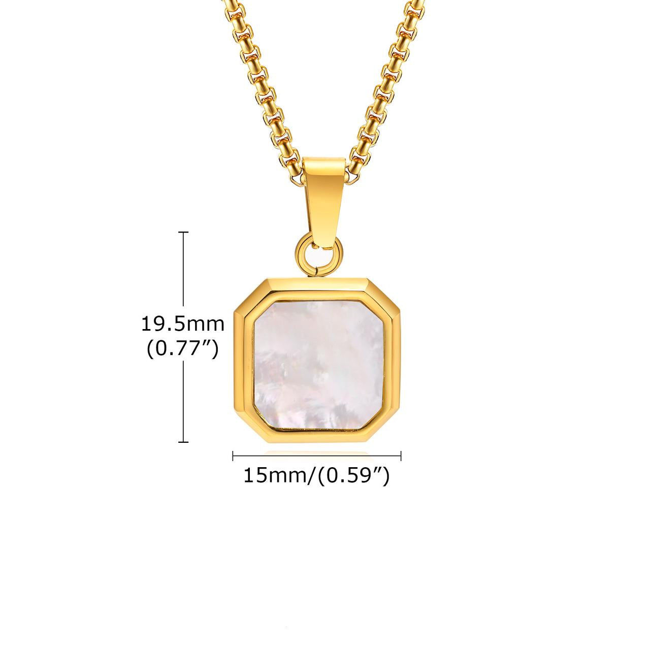 Hexagonal White Pearl (Pendant + Chain)