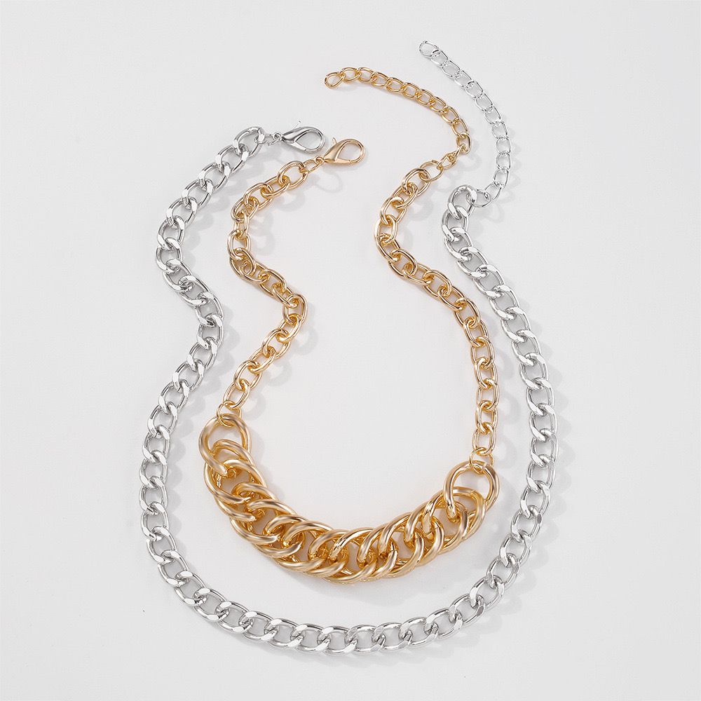 Dual-tone silver gold chain Necklace