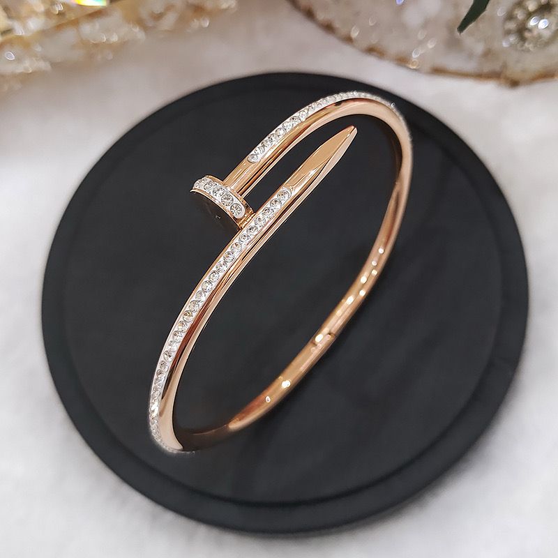 Diamond Rose Gold Nail Bracelet