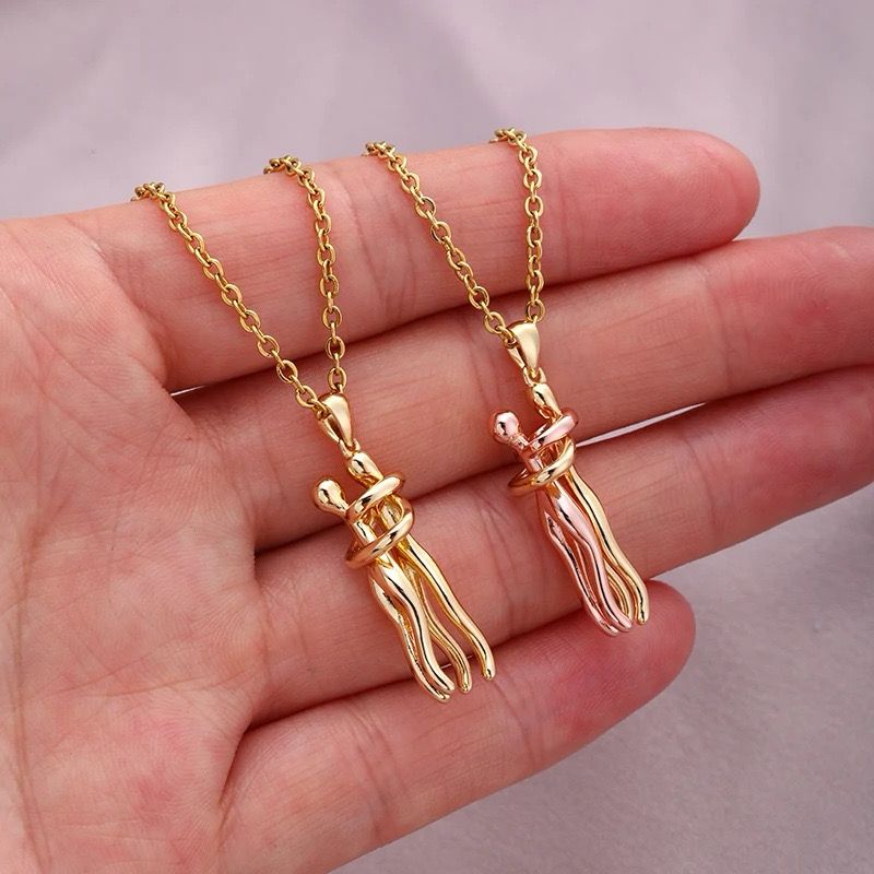 Twin Bond Pendant Necklace (18K Gold Plated)