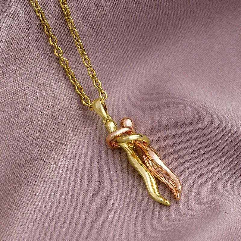 Twin Bond Pendant Necklace (18K Gold Plated)