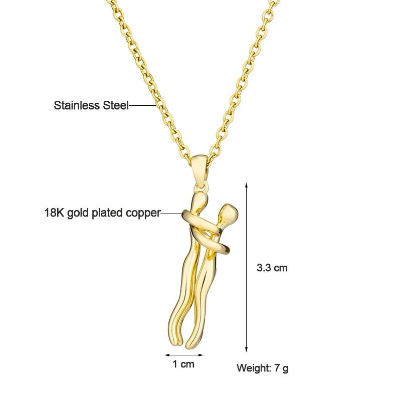 Twin Bond Pendant Necklace (18K Gold Plated)