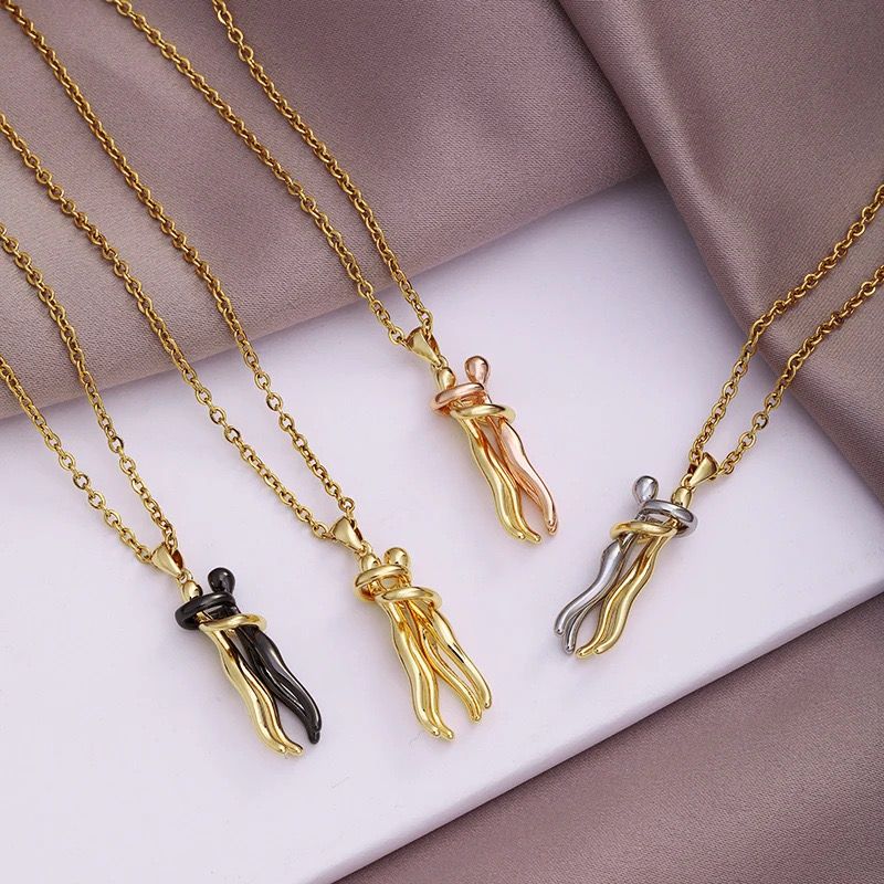 Twin Bond Pendant Necklace (18K Gold Plated)