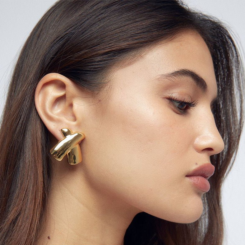 Cross Earring (18K Gold Plated)